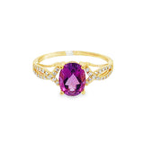 14K Yellow Gold Oval Amethyst Classic Ring
