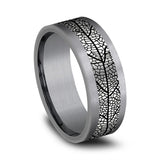 Gray Tantalum And Black Titanium ‘The Bryce’ 8mm Leaf Pattern Wedding Band