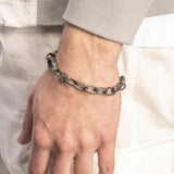 Oxidized Sterling Silver 18K Yellow Gold Overlay ‘Warrior’ Link Bracelet