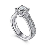 14K White Gold 'Carver' Classic Round Natural Diamonds Engagement Ring