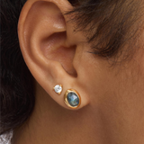 18K Yellow Gold Overlay 'She's A Boss' Labradorite Studs