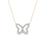 14K Yellow Gold Natural Diamonds Butterfly Necklace