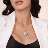 Sterling Silver Bujukan White Sapphire and Mother Of Pearl Medallion Pendant