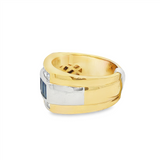 18K Yellow And White Gold Sapphire And Diamond Wide Band