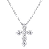 14K White Gold Natural Diamonds Cross Pendant
