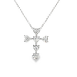 14K White Gold Natural Diamonds Cross Pendant