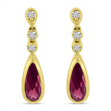 14K Yellow Gold Garnets Dangle Earrings