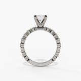 14K White Gold Modern Round Natural Diamonds Engagement Ring