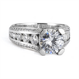 18K White Gold Contemporary Round Natural Diamonds Engagement Ring