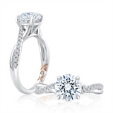 14K White And Rose Gold Twisted Round Natural Diamonds Engagement Ring