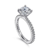 14K White Gold 'Logan' Classic Round Natural Diamonds Engagement Ring