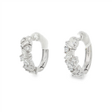 14K White Gold 15Mm Scattered Round Huggie Lab Grown Diamonds Hoop Earrings