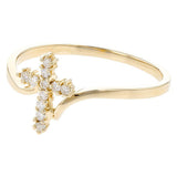 14K Yellow Gold BypassCross Natural Diamonds Ring