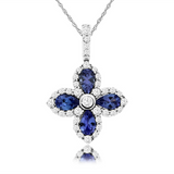 14K White Gold Tanzanites Flower Pendant