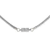 14K White Gold Half Round 16 Inch Omega Chain With Magnetic Clasp