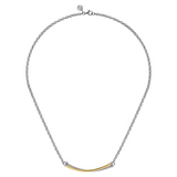 Sterling Silver And14k Yellow Gold Bujukan Criss Cross Bar Necklace