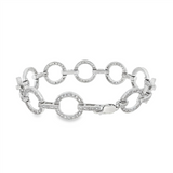 JT ESTATE Sterling Silver Natural Diamond Circle Link Bracelet