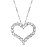 14K White Gold Natural Diamonds Heart Pendant