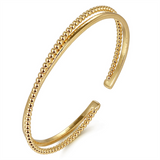 14K Yellow Gold Bujukan Beaded And Twisted Cuff Bracelet