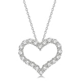 14K White Gold Natural Diamonds Heart Pendant