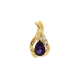 JT ESTATE 14K Yellow Gold Amethyst And Diamond Free Form Drop Pendant