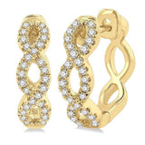 10K Yellow Gold 15Mm Round Huggie Natural Diamonds Hoop Earrings