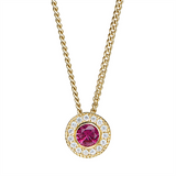 July Birthstone Gold Vermeil Simulated Ruby Halo Pendant