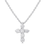 14K White Gold Natural Diamonds Cross Pendant