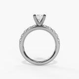 14K White Gold Classic Round Natural Diamonds Engagement Ring