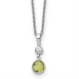 Sterling Silver Peridot And Diamond Circle Pendant