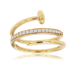 14K Yellow Gold Contemporary Natural Diamonds Ring