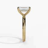 14K Yellow Gold Hidden Halo Emerald Cut Diamond Engagement Ring