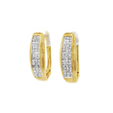 JT ESTATE 10K Yellow Gold Invisible Set Natural Diamond Hoops