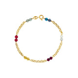 JT ESTATE 14K Yellow Gold Multi-Colored Stone Bead Station Bracelet