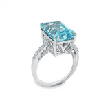 JT ESTATE Sterling Silver Blue And Whtie Topaz Classic Ring