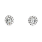 April Birthstone Earrings: Sterling Silver White Topaz Halo Earrings