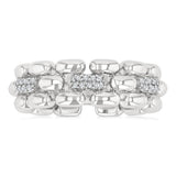 Sterling Silver Panther Link Natural Diamonds Ring