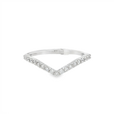 14K White Gold Curved Natural Diamonds Band