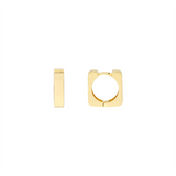 14K Yellow Gold Square Huggie Earrings