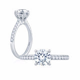 18K White Gold 'Fire & Ice' 0.51Ct Round Natural Diamonds Classic Engagement Ring