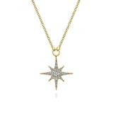 14K Yellow Gold Natural Diamonds Starburst Necklace