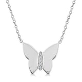 Sterling Silver Natural Diamonds Butterfly Necklace