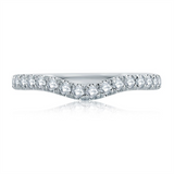 14K White Gold Curved Natural Diamonds Band
