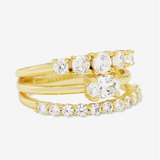 18K Yellow Gold Overlay 'She's So Stacked' Stacked Cubic Zirconia Ring