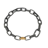 Oxidized Sterling Silver 18K Yellow Gold Overlay ‘Warrior’ Link Bracelet