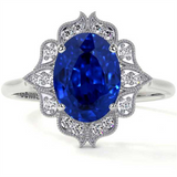 Platinum Oval Sapphire Halo Ring