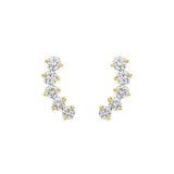 14K Yellow Gold Climber Natural Diamonds Earrings