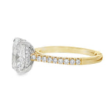 14K Yellow And White Gold 3.07Ct Cushion Lab Grown Diamonds Hidden Halo Engagement Ring