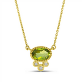 14K Yellow Gold Peridot Contemporary Necklace