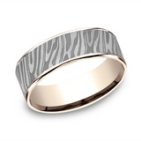 14K Rose Gold And Gray Tantalum ‘The Tiger Stripe’ 7.5mm Comfort Fit Wedding Band